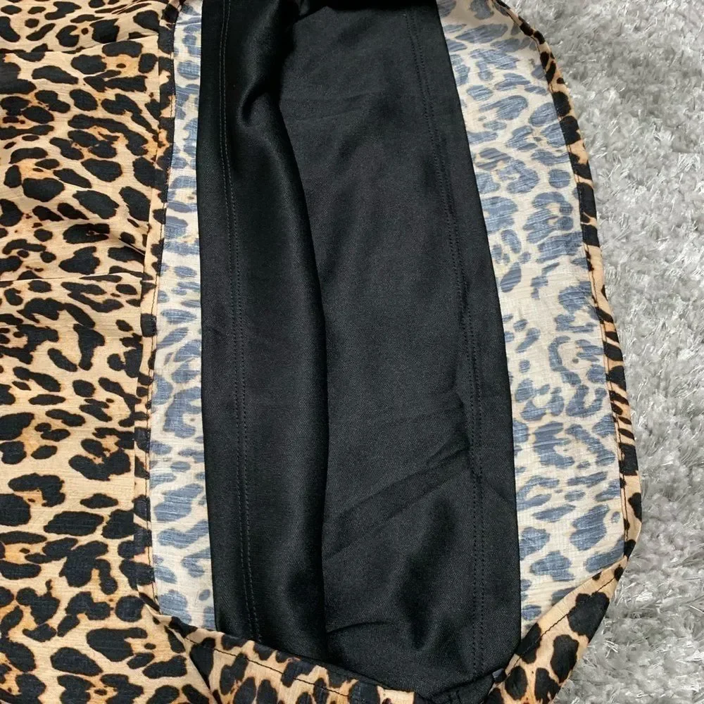 NSR Animal Print Short Puff Sleeve Mini Dress Small/Medium - Picture 5 of 7